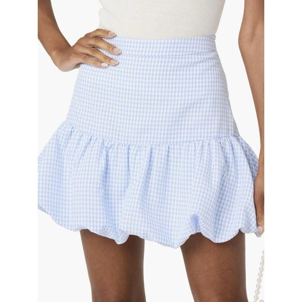 ASTR the Label Blue Gingham Bubble Hem Mini Skirt Coquette Dorothy Wizard of Oz